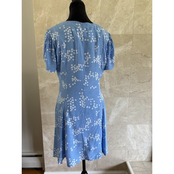 Jack Wills Full Button Down Mini Dress Size 6, Blue White Floral Y2K Cottage 90s - Picture 6 of 12